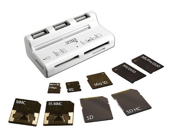 LECTEUR DE CARTES USB v2.0 AVEC HUB USB 3 PORTS