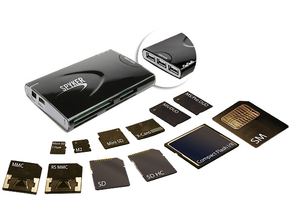 LECTEUR DE CARTES MEMOIRE USB v2.0 AVEC HUB USB