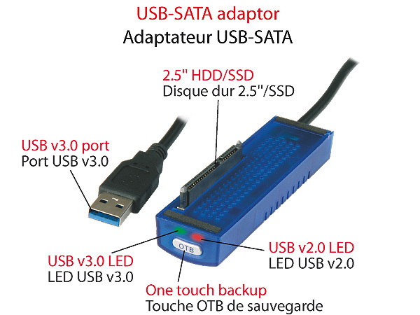 STATION D'ACCUEIL USB v3.0  POUR DISQUE DUR SATA 3.5’’/2.5’’